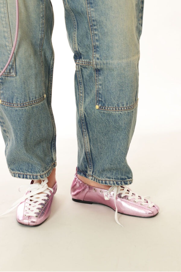 Ganni <span> Eyelets Lace Up Ballerina