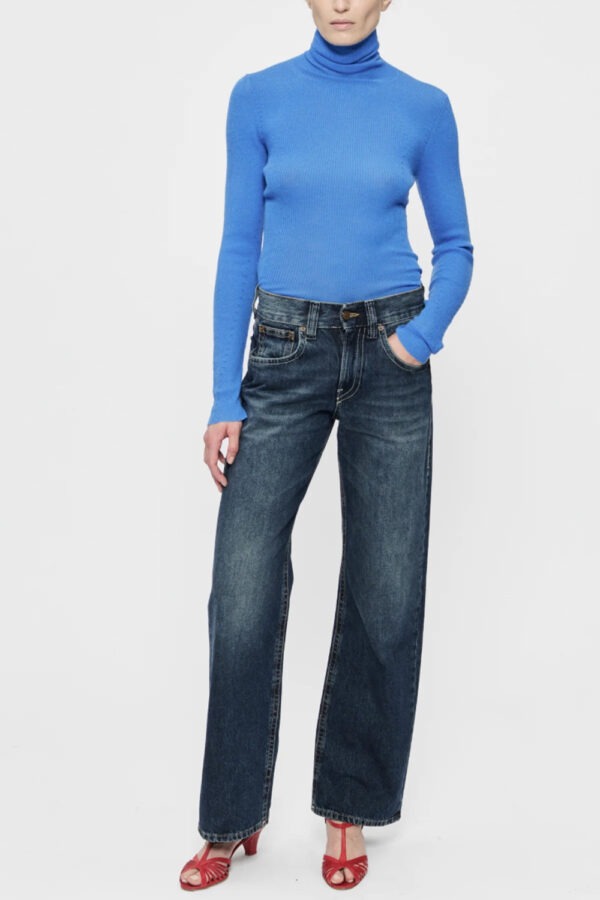 6397 <span> Ribbed Turtleneck - cornflower